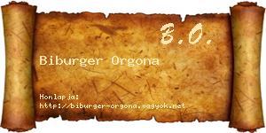 Biburger Orgona névjegykártya